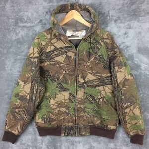 Vtg Walls Hoodie Jacket Mens Medium Green Camo Zip Boxy Blizzard Pruf USA Made
